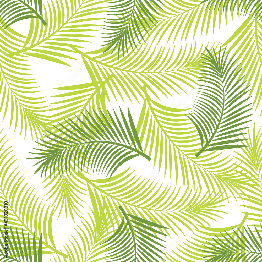 Seamless pattern of green tropical leaves. Background for fabric, print, wallpaper, packaging, cover, banner. Vector illustration