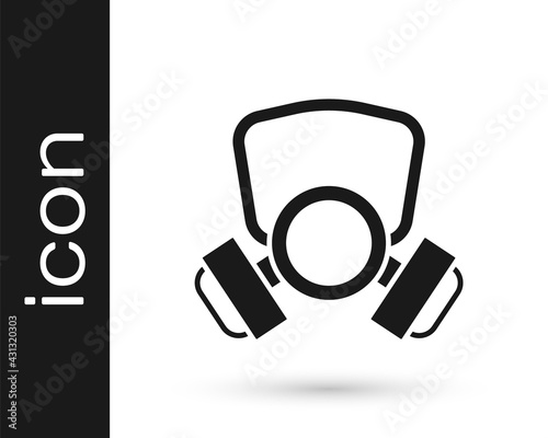 Black Gas mask icon isolated on white background. Respirator sign. Vector