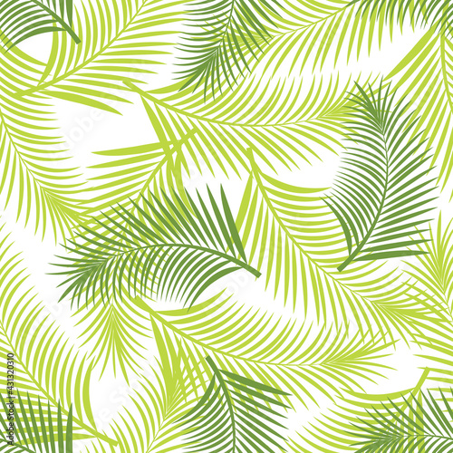Seamless pattern of green tropical leaves. Background for fabric  print  wallpaper  packaging  cover  banner. Vector illustration