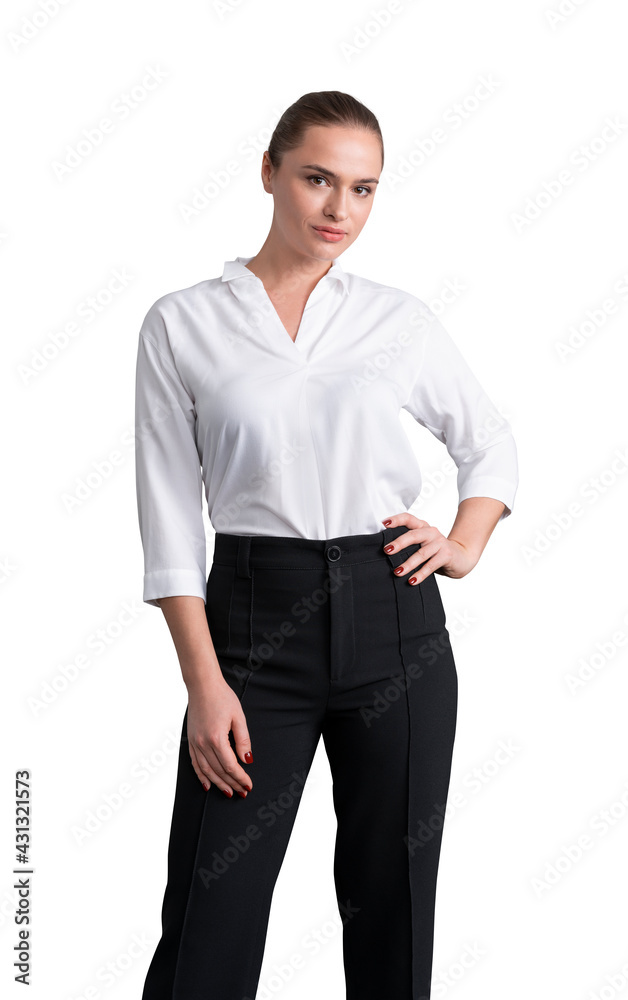 Attractive confident young business woman isolated over white background Attractive confident young business woman isolated over white background