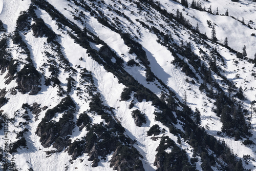 Snow covered slopes of mountains