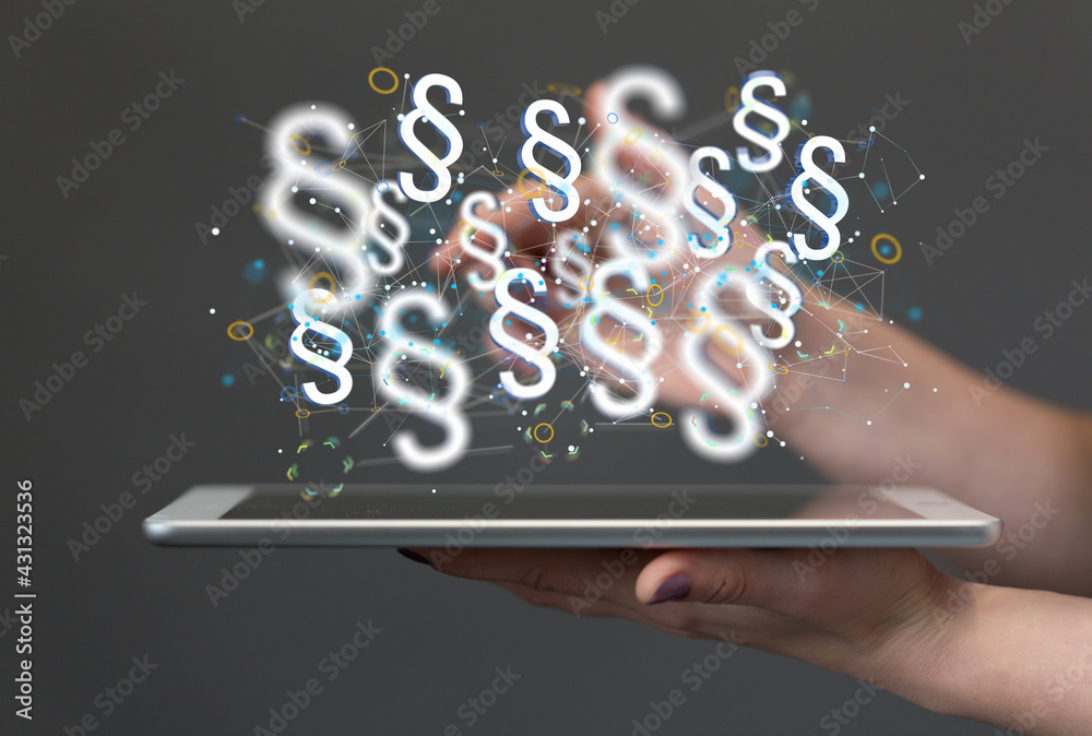 paragraph law sign digital in hand.