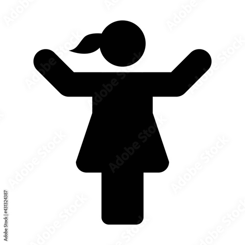 Public Speaker icon vector female symbol with open hands in flat color glyph pictogram sign illustration