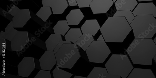 3d illustration hexagons / abstract background illustration