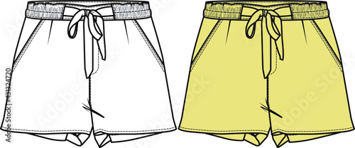 vector flat sketch shorts design for women