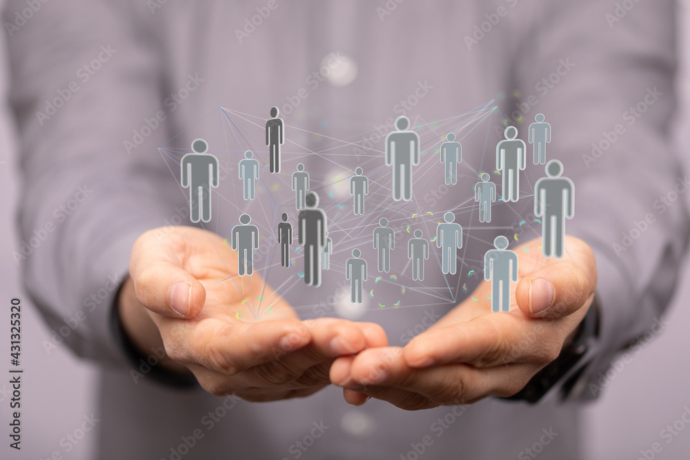 Business people silhouettes network team Business people silhouettes network team