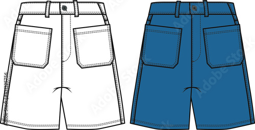 vector flat sketch shorts design for women
