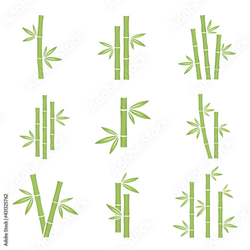 Image of bamboo with shadow elements on white background