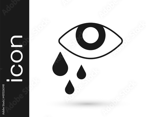 Black Tear cry eye icon isolated on white background. Vector