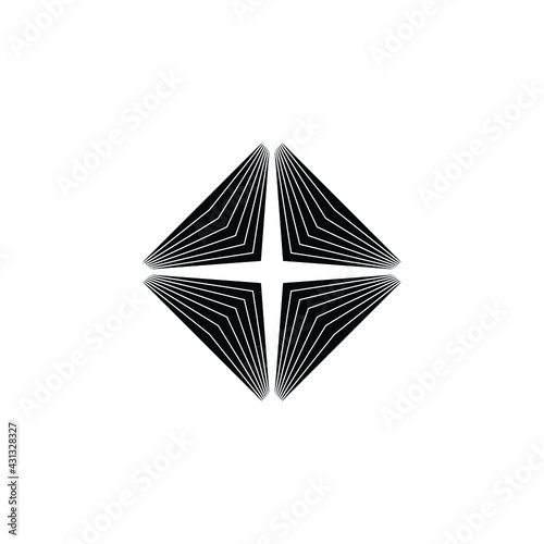 Rhombus Logo - Cube block element perspective geometric abstract design vector line art geometry shape grid mosaic finance business