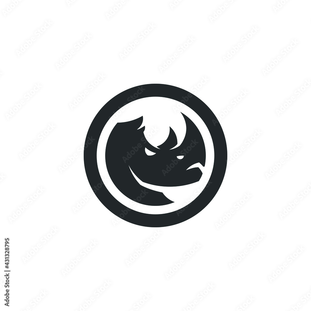 Rhino Logo Mascot - Rhinoceros silhouette horned charge zoo dangerous angry heavy powerful strength big gym lifting muscle Rhino Logo Mascot - Rhinoceros silhouette horned charge zoo dangerous angry heavy powerful strength big gym lifting muscle