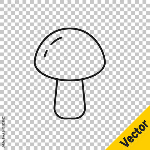 Black line Mushroom icon isolated on transparent background. Vector