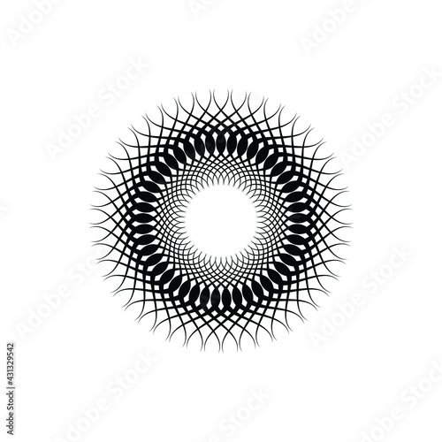 Spirograph Logo Illustration - Abstract geometric ornament decoration vortex circular wavy shape spinning twisted fractal design 