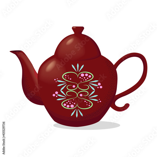 porcelain teapot with floral pattern