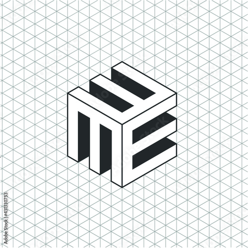 Square Cube Logo - block element perspective geometric abstract design vector line art geometry shape grid mosaic