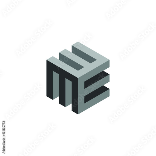 Square Cube Logo - block element perspective geometric abstract design vector line art geometry shape grid mosaic