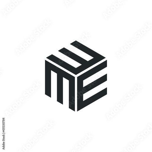 Square Cube Logo - block element perspective geometric abstract design vector line art geometry shape grid mosaic