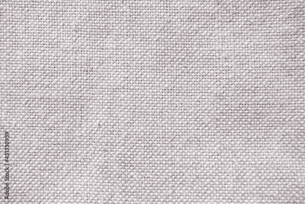 Fototapeta premium Light linen canvas background, close-up, macro view