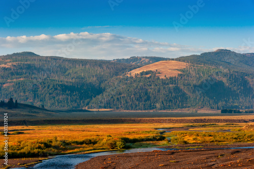 The Lamar River in Lamar Valley in Yellowstone National Park