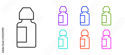 Black line Eye drop bottle icon isolated on white background. Set icons colorful. Vector