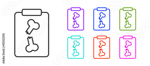 Black line X-ray shots icon isolated on white background. Set icons colorful. Vector