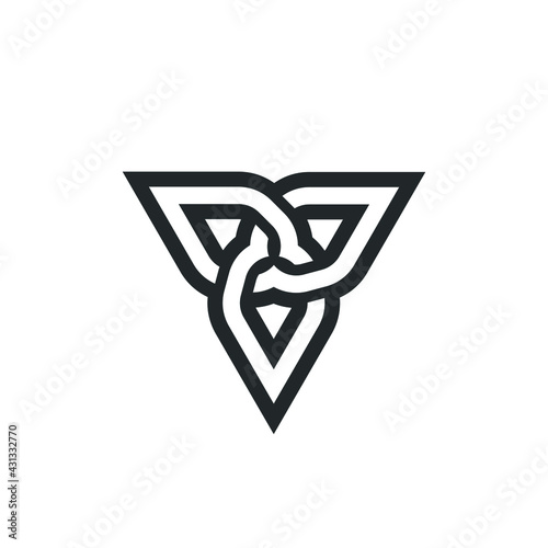 Celtic Trinity Symbol - Symmetric Knot Vintage Antique Scottish Ornament Tattoo Decoration Ornament Infinite Gothic