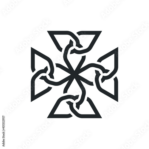 Celtic Trinity Symbol - Symmetric Knot Vintage Antique Scottish Ornament Tattoo Decoration Ornament Infinite Gothic