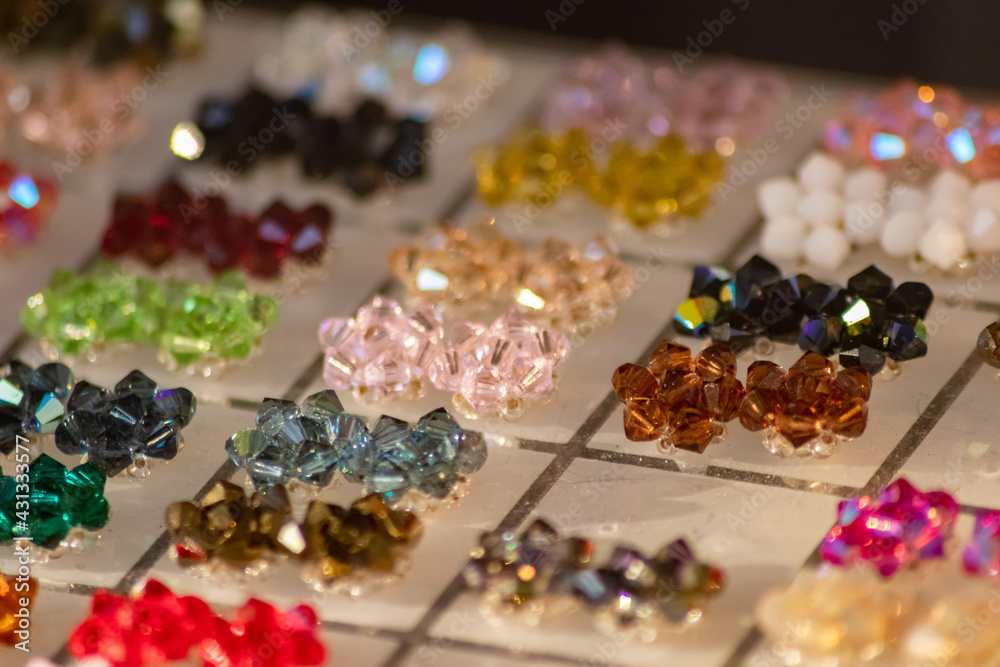 Colorful gemstones as precious jewelry to show your love to girlfriend or wife in different colors with sparkling crystals as expensive rich wealth showing gift reflecting light as glamorous treasure