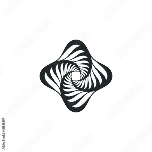 Vortex Circle logo abstract circle shape - spiral motion twirl twist curve rotation spin whirlpool radial warp geometric shape for businesses - spinning circle