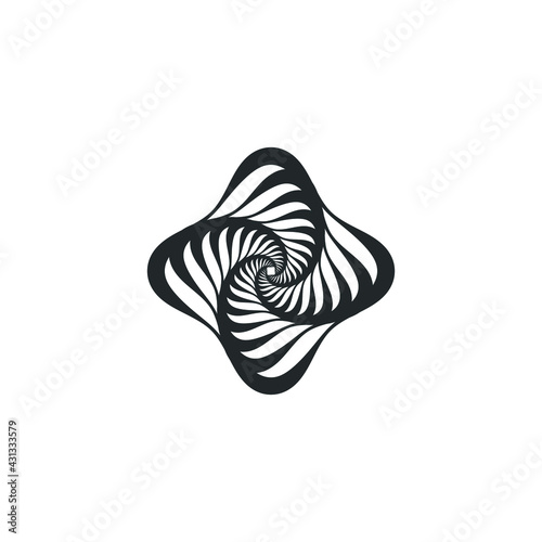 Vortex Circle logo abstract circle shape - spiral motion twirl twist curve rotation spin whirlpool radial warp geometric shape for businesses - spinning circle