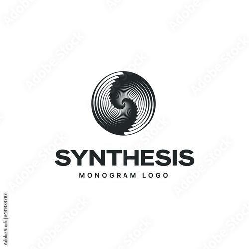 Vortex Circle logo abstract circle shape - spiral motion twirl twist curve rotation spin whirlpool radial warp geometric shape for businesses - spinning circle