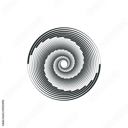 Vortex Circle logo abstract circle shape - spiral motion twirl twist curve rotation spin whirlpool radial warp geometric shape for businesses - spinning circle