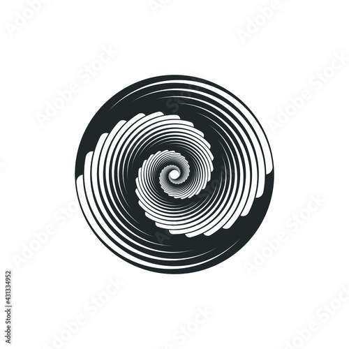 Vortex Circle logo abstract circle shape - spiral motion twirl twist curve rotation spin whirlpool radial warp geometric shape for businesses - spinning circle