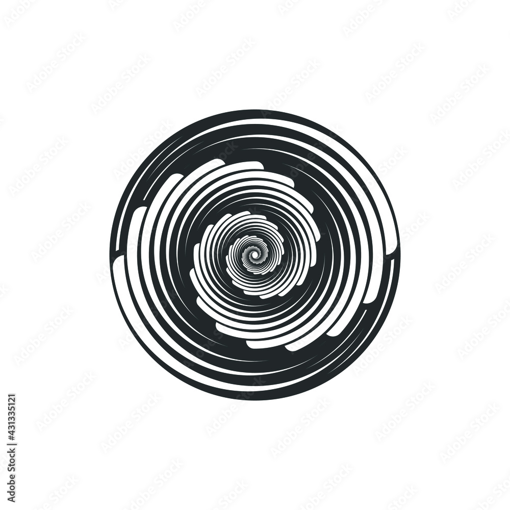 Vortex Circle logo abstract circle shape - spiral motion twirl twist curve rotation spin whirlpool radial warp geometric shape for businesses - spinning circle