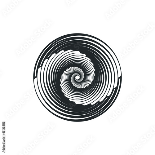 Vortex Circle logo abstract circle shape - spiral motion twirl twist curve rotation spin whirlpool radial warp geometric shape for businesses - spinning circle
