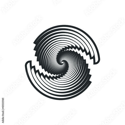 Vortex Circle logo abstract circle shape - spiral motion twirl twist curve rotation spin whirlpool radial warp geometric shape for businesses - spinning circle