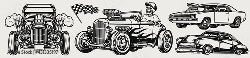 Powerful classic custom cars composition