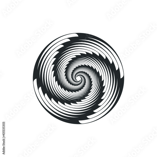 Vortex Circle logo abstract circle shape - spiral motion twirl twist curve rotation spin whirlpool radial warp geometric shape for businesses - spinning circle