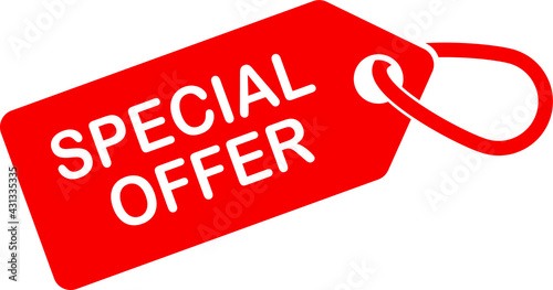 Special offer tag. Red color. Vector illustration.