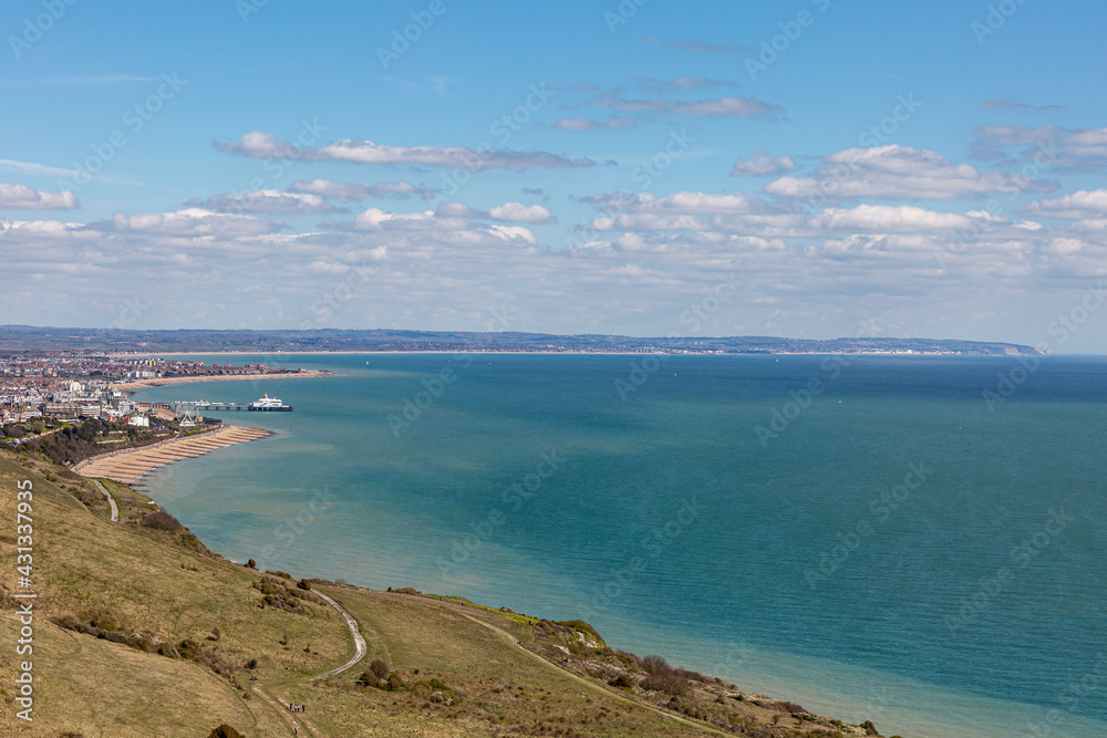 A View of the Ocean and Eastbourne from the Countryside near Beachy Head