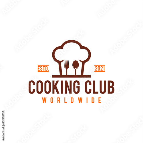 Chef hat logo badge vector icon illustration
