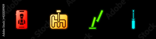 Set Online car services, Gear shifter, Windscreen wiper and Screwdriver icon. Vector