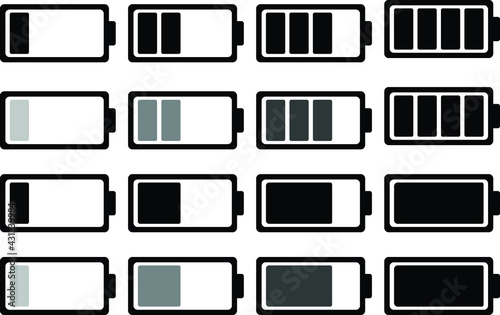 Vector battery icon set.Vector icon collection design battery level indicators. Set of battery charge level indicator 