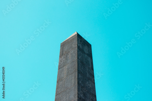 blue brick building photo