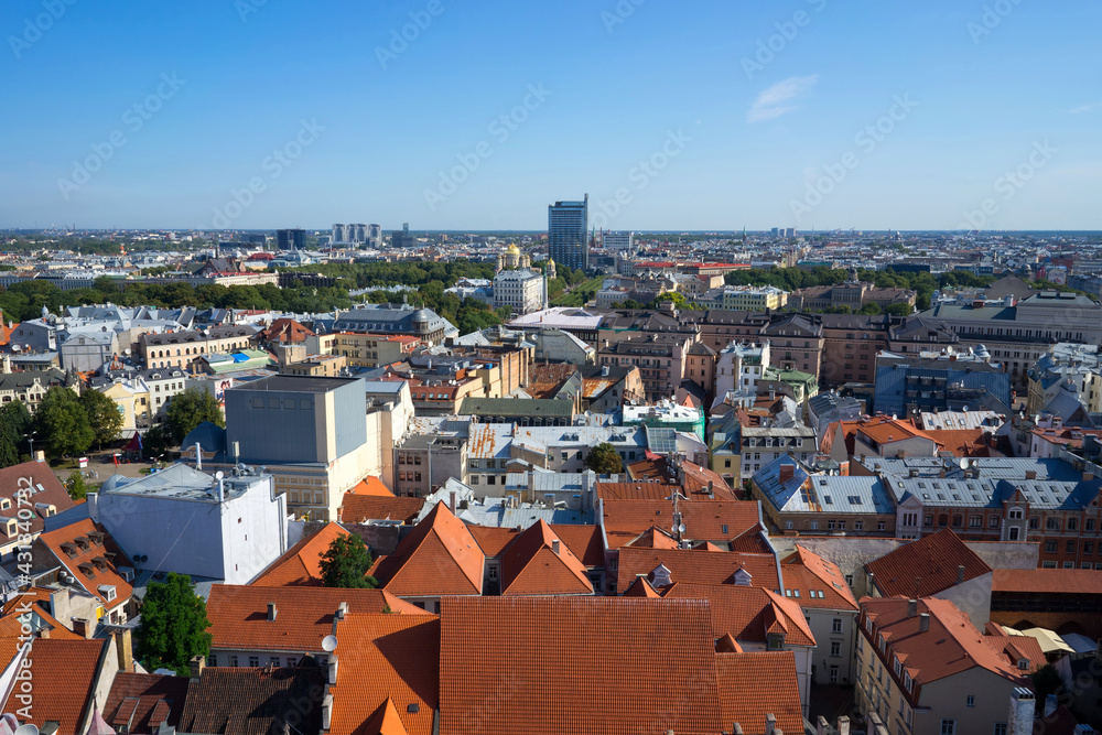 Panoramic view of Riga from the observation deck of St. Peter's Cathedral