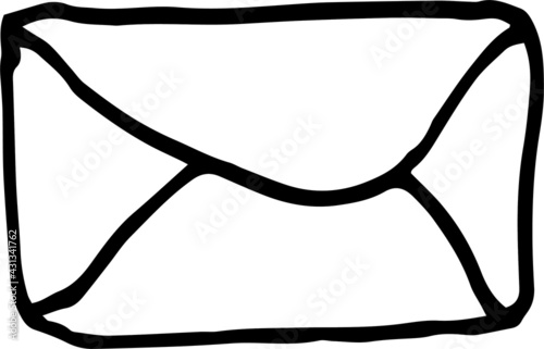 letter cover email doodles office work from home graphic illustration hand drawn sketch workspace separately on white background 