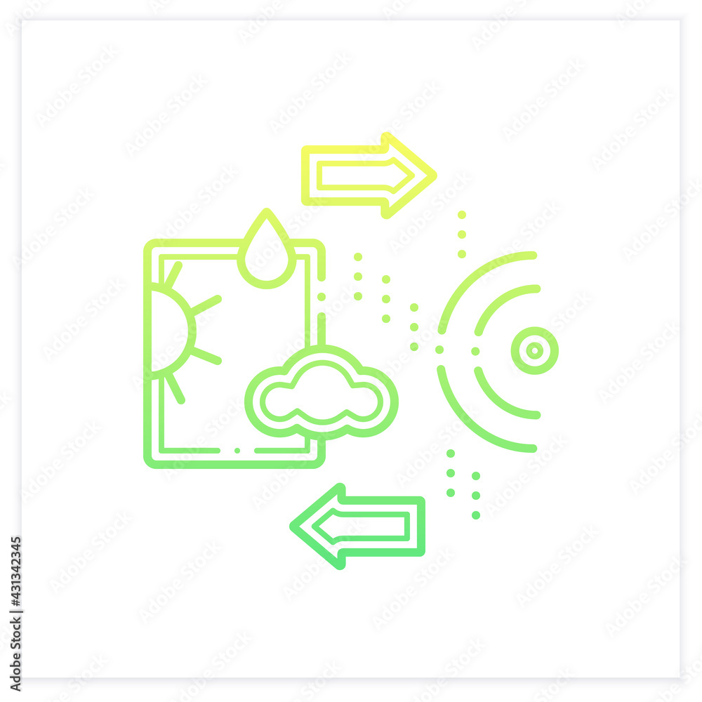 Weather tracking gradient icon. Used to locate precipitation, calculate its motion, and estimate its type.Isolated vector illustration.Suitable to banners, mobile apps and presentation Weather tracking gradient icon. Used to locate precipitation, calculate its motion, and estimate its type.Isolated vector illustration.Suitable to banners, mobile apps and presentation