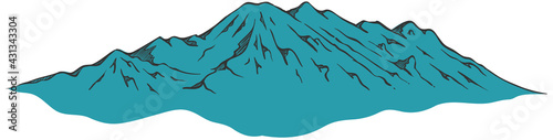 Hand drawn mountains color vector illustration