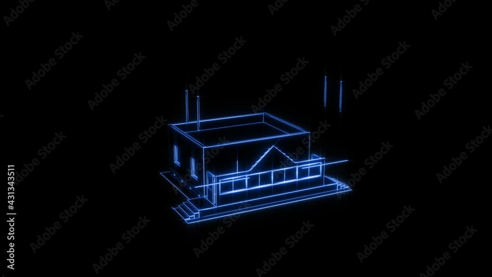Home construction. Build structure. Time-lapse 3d animation showing a ...