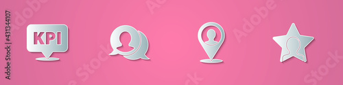 Free Download Set paper cut Key performance indicator, Speech bubble chat, Location with person and Head hunting icon. Paper art style. Vector - GFXLoad